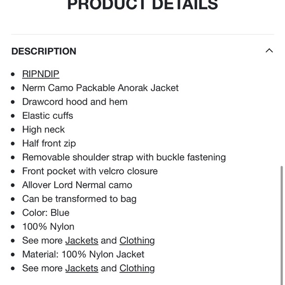 RARE RIPNDIP Nerm Cat Camo Packable Anorak Hooded Windbreaker Medium Blue - Picture 7 of 8